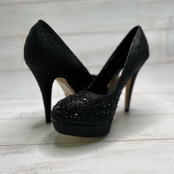 Black rhinestone size 11 heels new with box - Picture 3 of 14